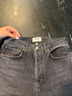 Agolde Washed Black High-Rise Straight Jeans